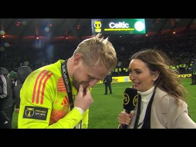 Kasper Schmeichel post-match interview after Celtic’s Premier Sports Cup Final win against Rangers