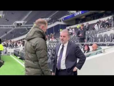 Joe Hart Having a Chat with Ange Postecoglou