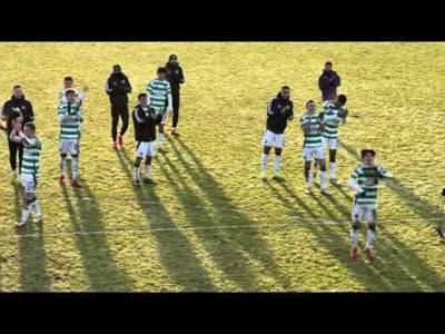 CELTIC FANS CELEBRATING AFTER GETTING THE 3 POINTS (ROSS COUNTY v CELTIC 1-4 )
