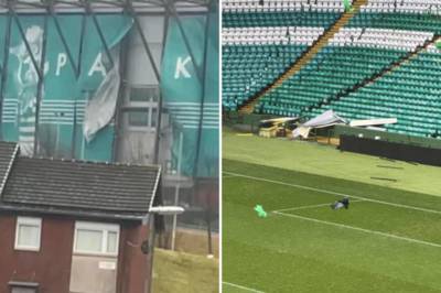 Storm Ã‰owyn hits Celtic Park as damage to stadium laid bare in pictures