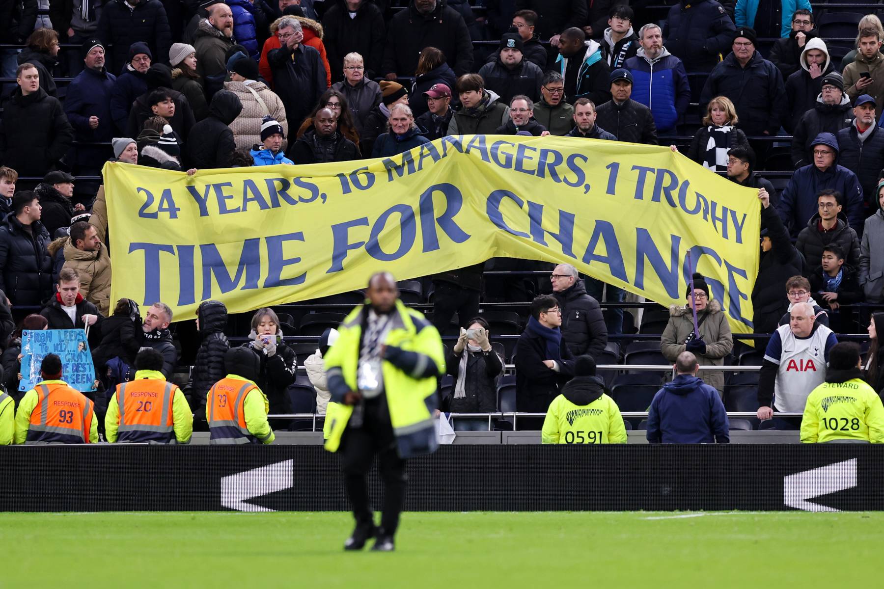 Spurs punters in ‘time for change’ banner amid another loss for Ange Postecoglou
