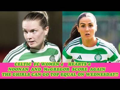 CELTIC FC WOMEN 4 Hearts 0(with goal highlights clips)The Ghirls Can Go 1st Equal on Wednesday!!