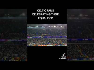 CELTIC FANS CELEBRATING WHEN ADAM IDAH SCORES THE EQUALISER! #celticfc #ADAMIDAH VIA OWENGAVFC