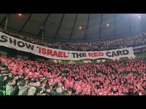 Celtic Fans Show Isr*el The Red Card During Champions League Match Against Bayern Munich