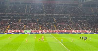 Celtic fans thanked by Galatasaray counterparts with huge banner for their support of Palestine