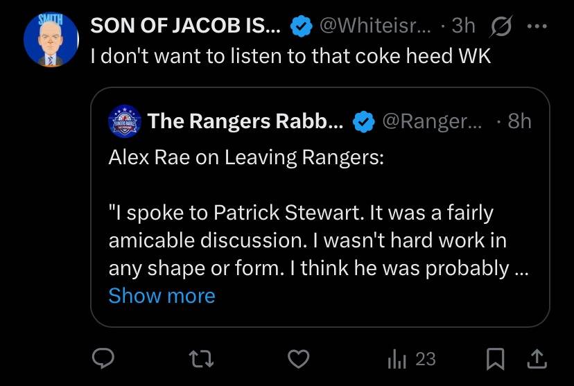 ‘I don’t want to listen to that c—e heed’: Alex Rae feeling the love after Rangers sacking