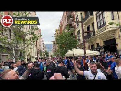 Rangers anthem ‘Ibroxonia’ rings out on the streets of Bilbao!