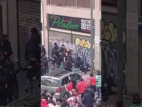 Athletic Bilbao Fans Battering Rangers Fans In Bilbao #europaleague #rangersfc #athleticbilbao