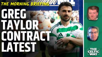 Greg Taylor’s future at Celtic and a Tannadice title party issue
