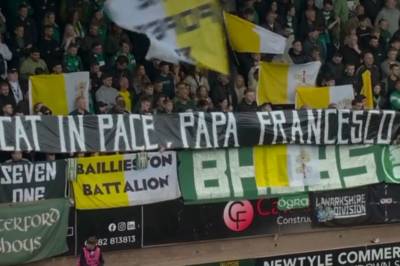 Celtic supporters pay tribute to Pope Francis with banner display