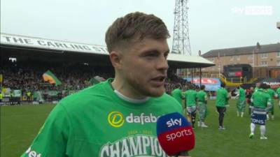 James Forrest celebrates as Celtic’s most decorated player