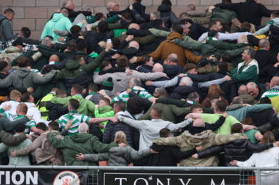 Watch the ‘tedious’ huddle as Celtic fans celebrate at Tannadice