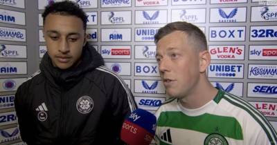 Callum McGregor laughs off Rangers penalty claim as Celtic captain argues ‘it was a foul on me if anything’