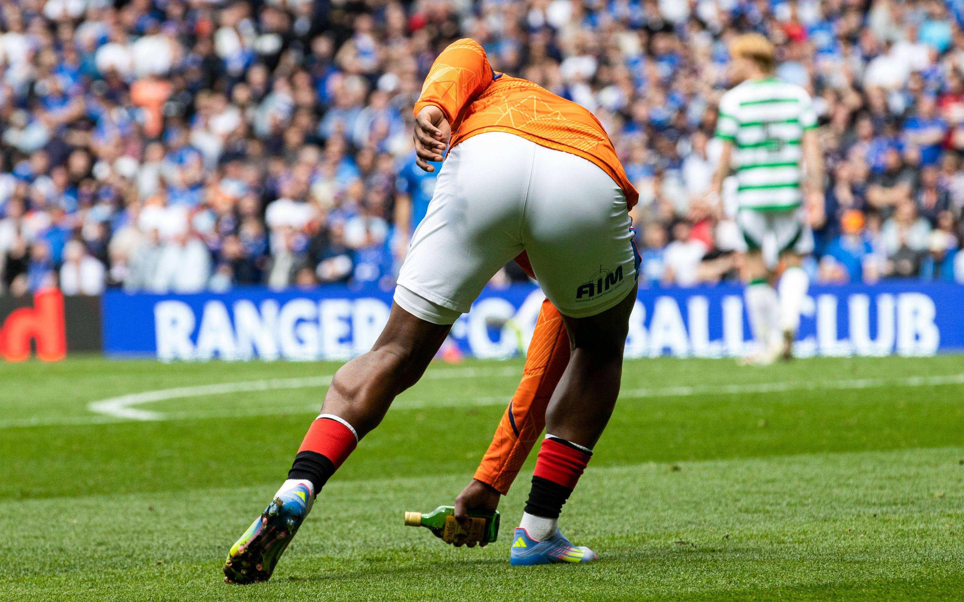 Rangers-Celtic glass bottle incident gets stern response as tifo display condemned