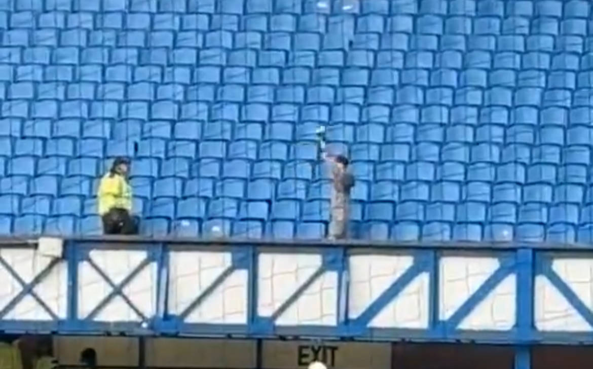 Watch moment Celtic supporter is spotted in empty Rangers end after derby draw