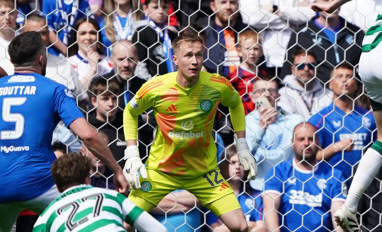 Viljami Sinisalo shows Celtic bottle at Ibrox to prove he’s ready for Hampden