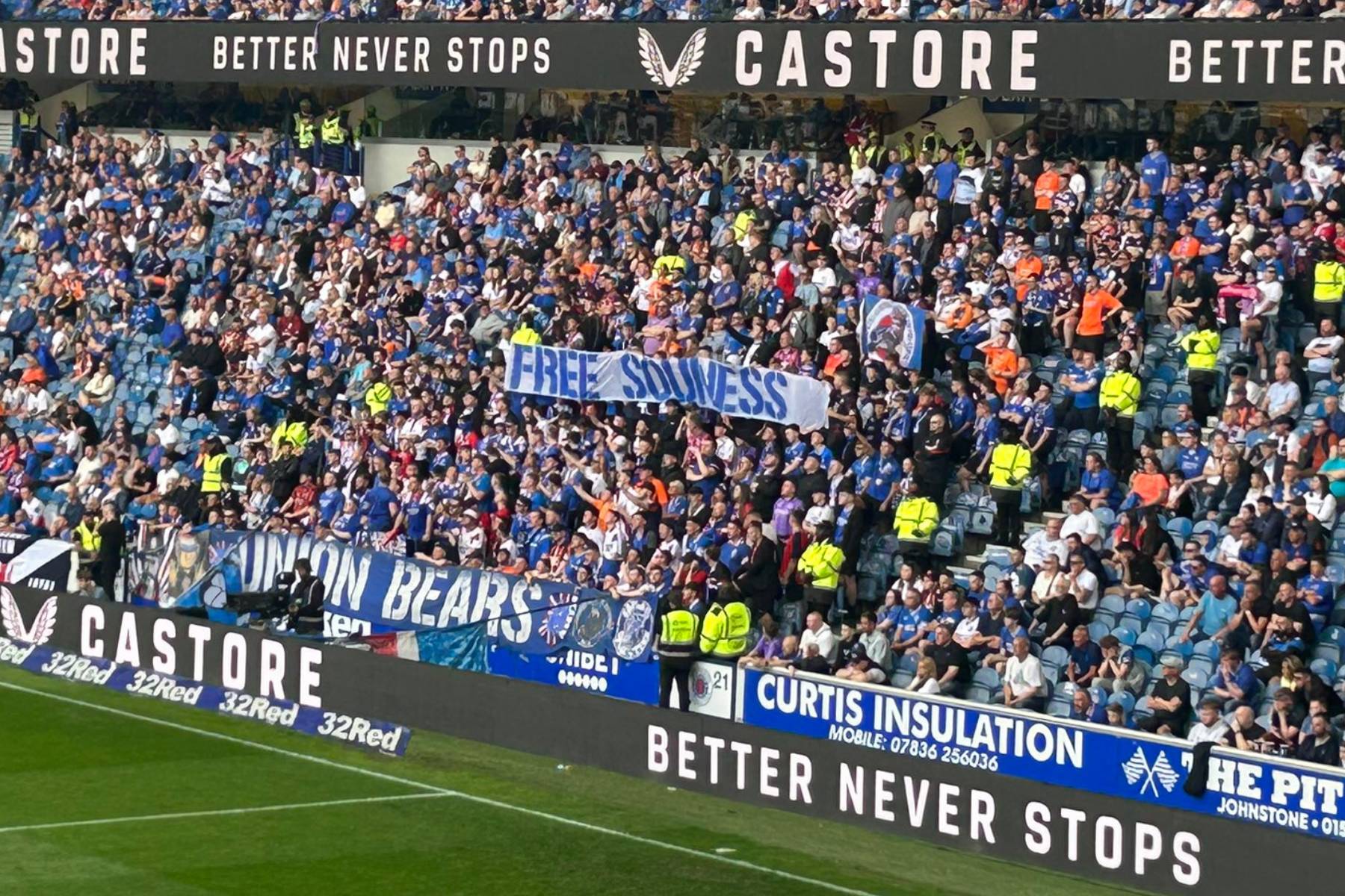 Defiant Union Bears unveil Souness banner after Rangers vs Celtic tifo outrage