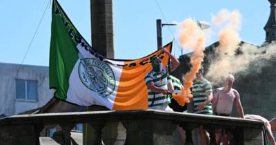 25 Celtic trophy day pictures of bedlam and jubilation as title mega party takes over the Trongate
