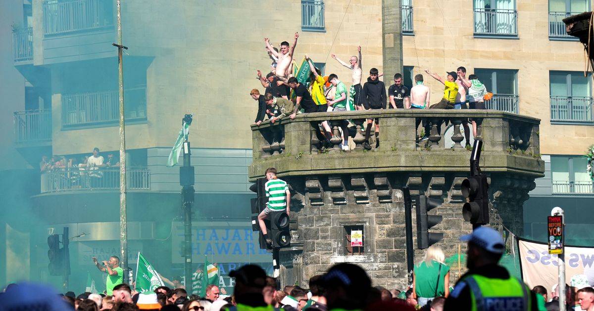Celtic fans climb ‘unsafe’ historic Glasgow building despite danger warning