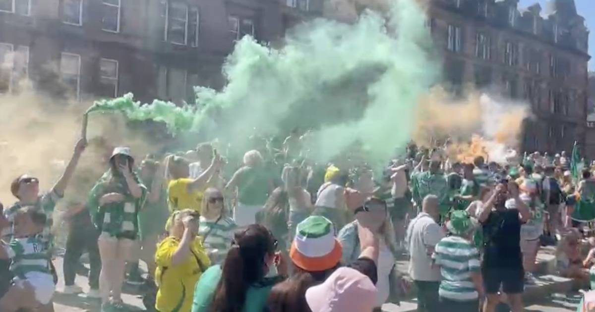 Hundreds of Celtic fans descend on Glasgow’s Trongate for title party