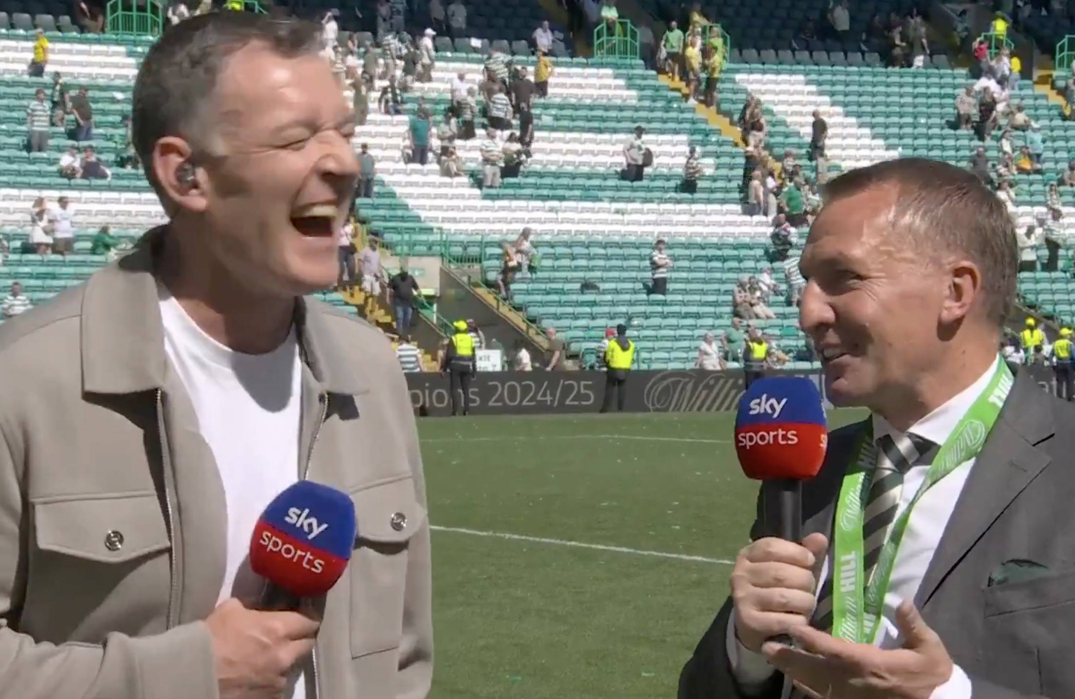 ‘I’m sorry’. Brendan Rodgers has Chris Sutton in stitches as ex-Celtic striker asks THAT question again