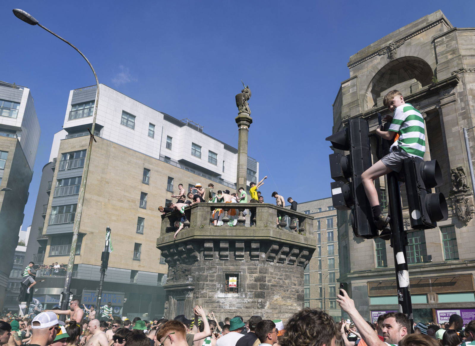 Watch the drone footage as Celtic fans claim the Trongate