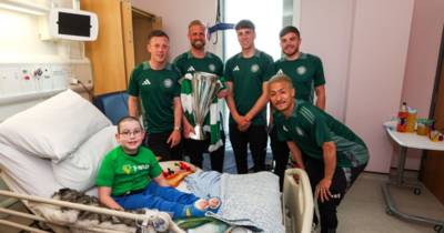 Celtic stars ‘lift the spirits’ of ill kids in Glasgow Children’s Hospital with Premiership trophy