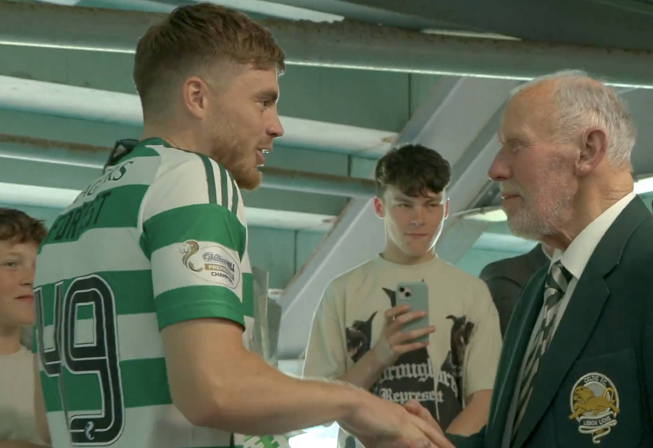 Watch the superb Celtic moment Bobby Lennox passes torch to James Forrest