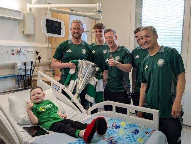 Celtic stars raise spirits with surprise visit to Glasgow Children’s Hospital