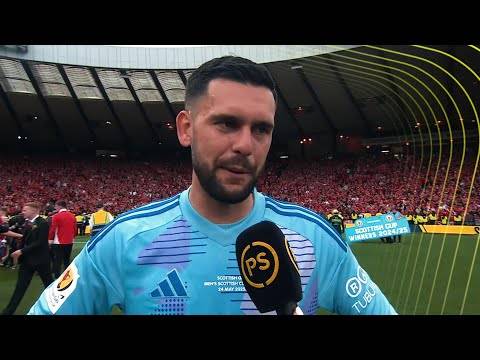 Dimitar Mitov interviewed after making decisive stop in Aberdeen’s Scottish Cup Final triumph