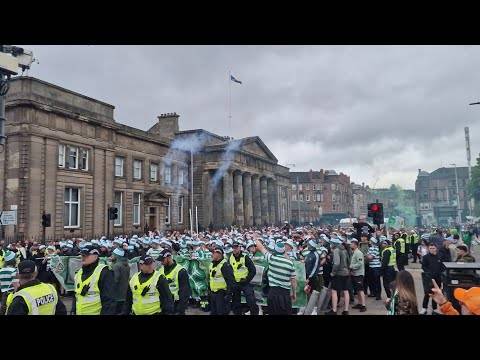 Epic Celtic Fans March To Hampden For Scottish Cup Final Against Aberdeen