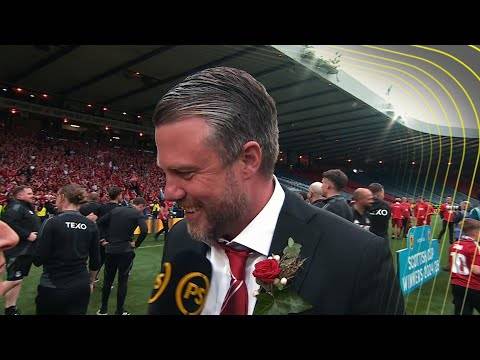 Jimmy Thelin in conversation after managing Aberdeen to Scottish Cup Final win