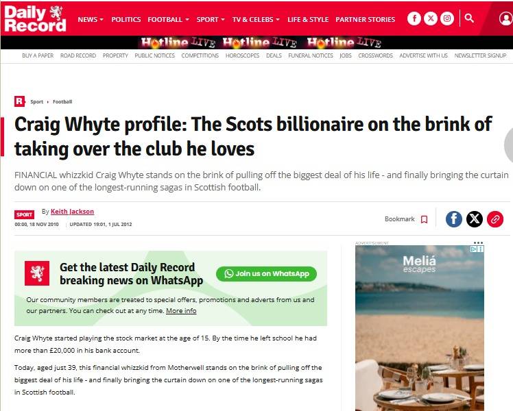 Daily Record completes incredible rewrite of their Craig Whyte profile