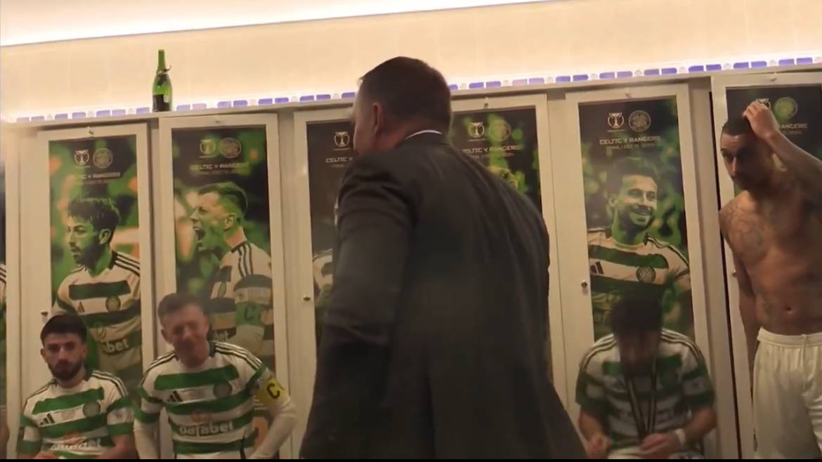 Watch: Brendan Rodgers’ hilarious dressing room one-liner after Celtic beat Rangers