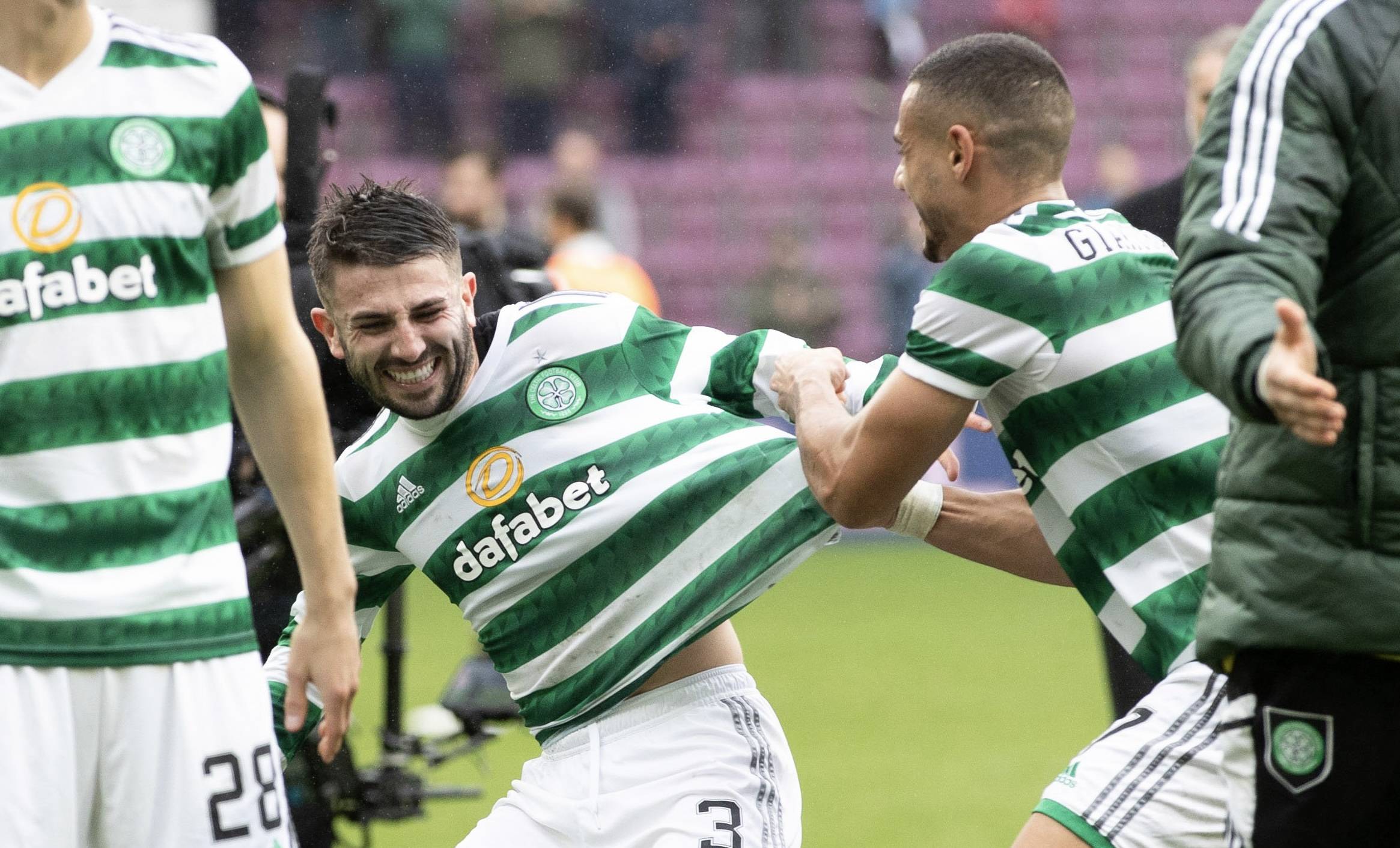 Greg Taylor reacts as Giorgos Giakoumakis joins PAOK to seal Celtic reunion
