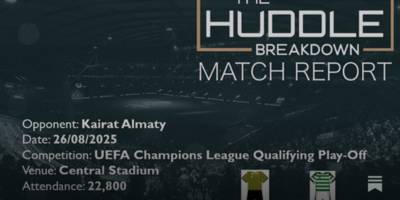 Kairat Almaty 0, Celtic 0 (3-2 pens) – 26th August, 2025