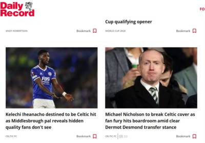 More Fake News for Celtic fans from the Daily Record