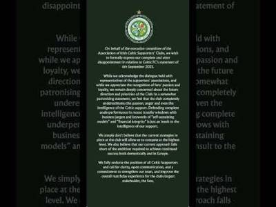Celtic fans statement