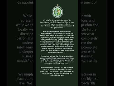 Celtic fans statement