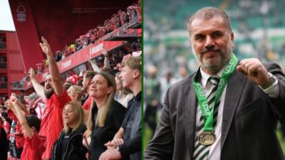 Nottingham Forest fans make their feelings perfectly clear to Celtic hero Ange Postecoglou