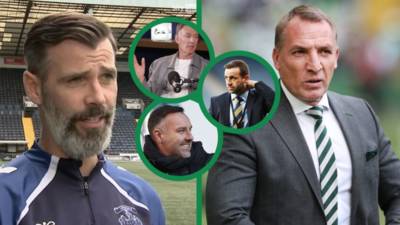 James McFadden, Chris Sutton and Kris Boyd argue about Celtic’s penalty award vs Kilmarnock