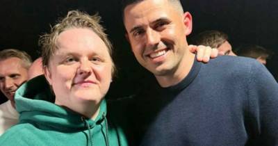 Former Celtic star Tom Rogic pictured with Lewis Capaldi after Hydro gig