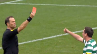 Legendary hard man Scott Brown sent off in CHARITY MATCH with Celtic ace fuming as ref gives him a cheeky wave