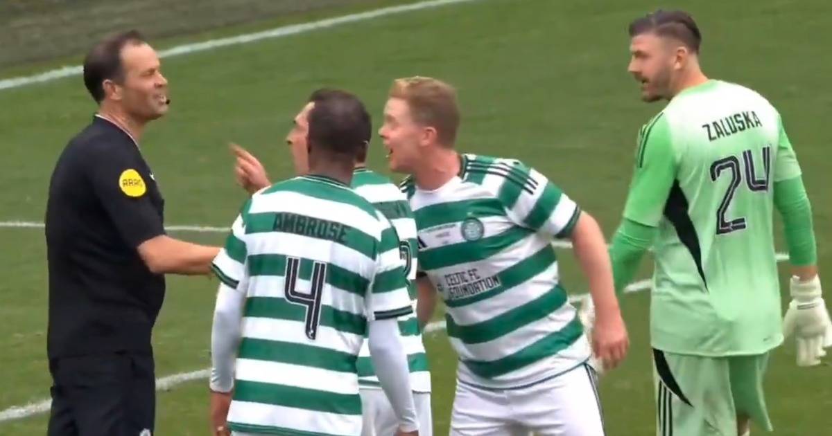 Scott Brown red card sees Celtic charity match descend into chaos as tempers boil over in Feyenoord