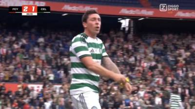 Watch hilarious moment Scott Brown rages at referee during Celtic Legends match