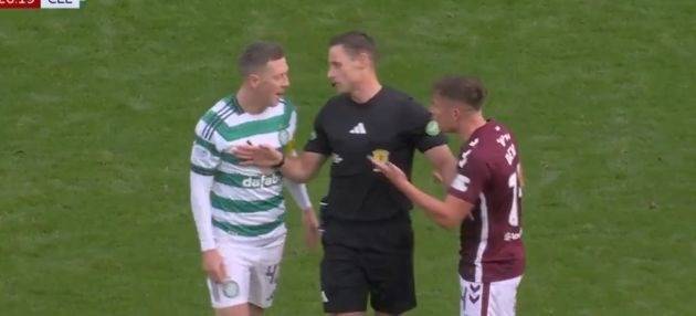 Video: Callum McGregor and Cammy Devlin clash in first half flashpoint