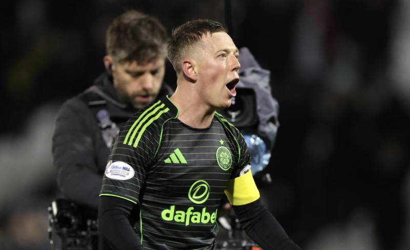Callum McGregor celebrates late winner as Celtic cut gap on Premiership leaders