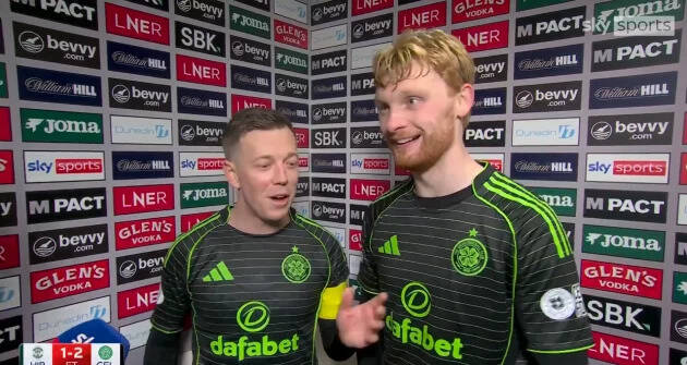 Funny moment as Celtic captain mistakenly assumes Liam Scales is MOTM
