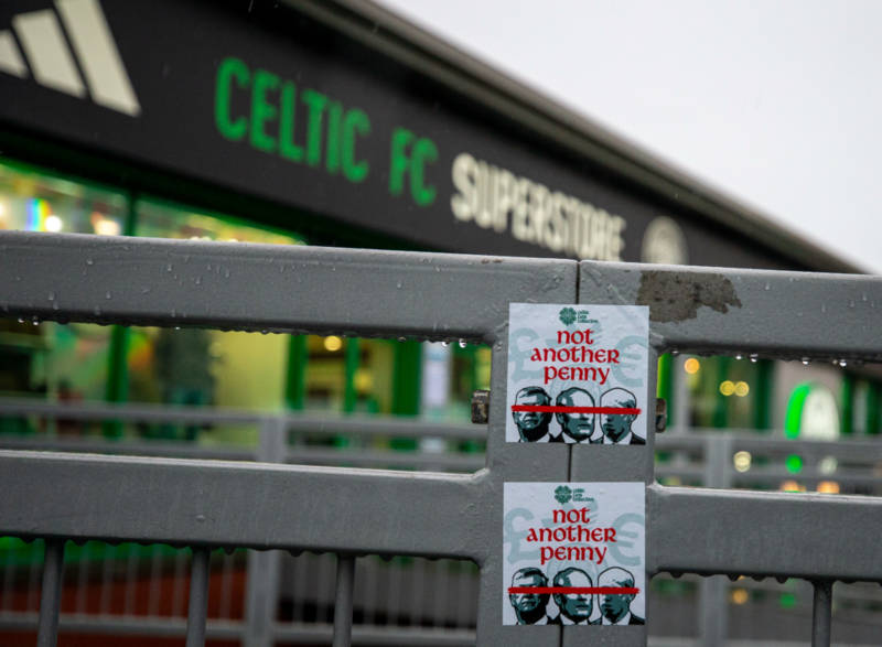 Celtic board cowering from poster power while players run the missile gauntlet at Ibrox Celtic board cowering from poster power while players run the missile gauntlet at Ibrox