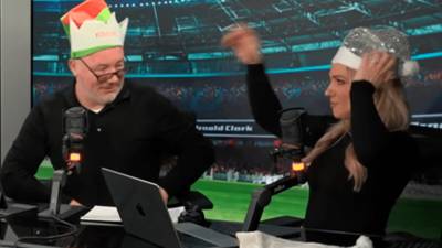 Ally McCoist dresses up as ‘naughty elf’ live on air as he tells female co-presenter ‘calm yourself down!’